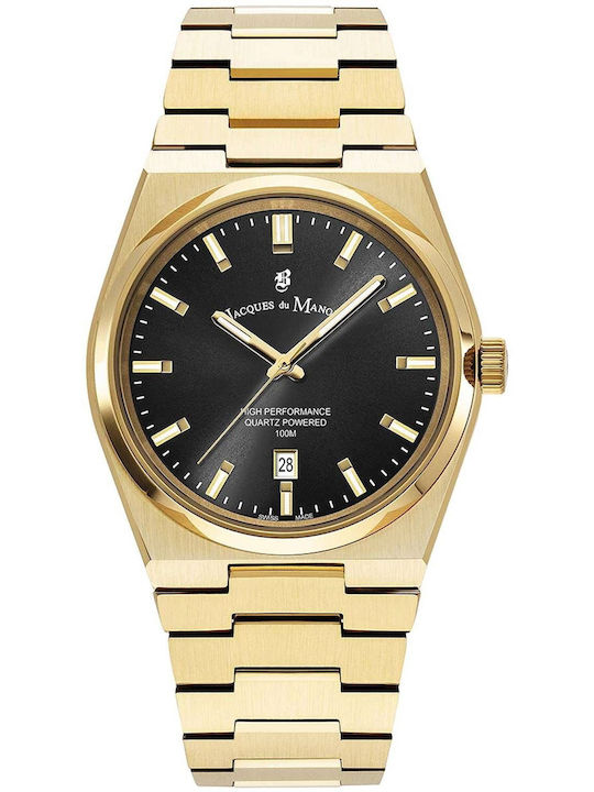 Jacques Du Manoir Womens Battery Watch With Gol...