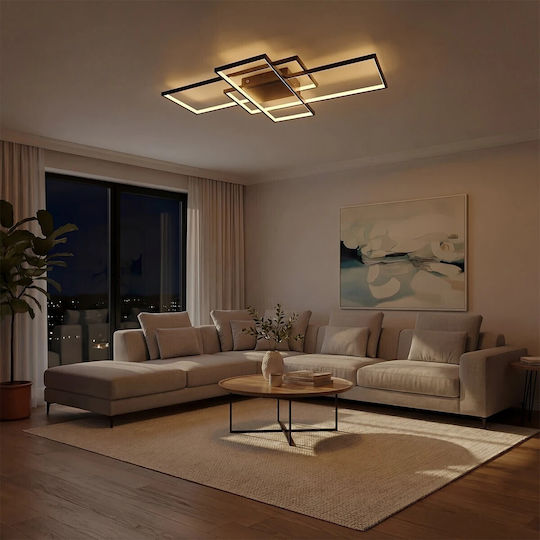 kelvo Quadra Таванна Плафониера 105 см Черна с Вграден LED