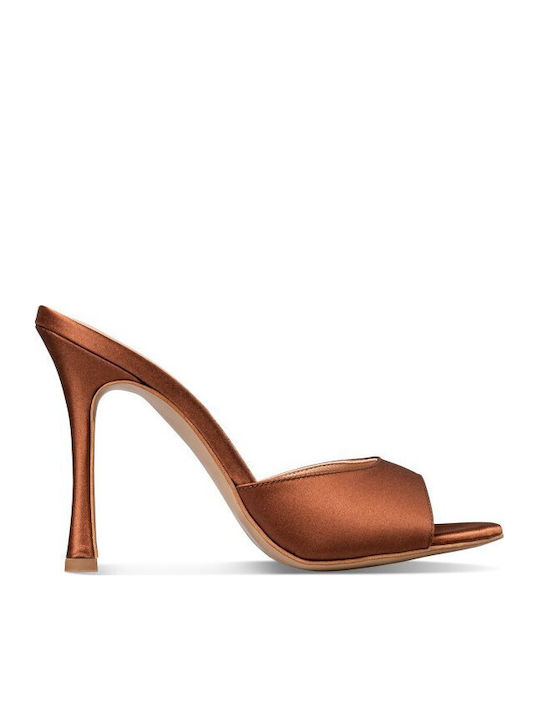 Envie Shoes Mules with Thin High Heel in Brown ...
