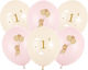 Set of 6 Birthday Little Mice Beige Latex Balloons