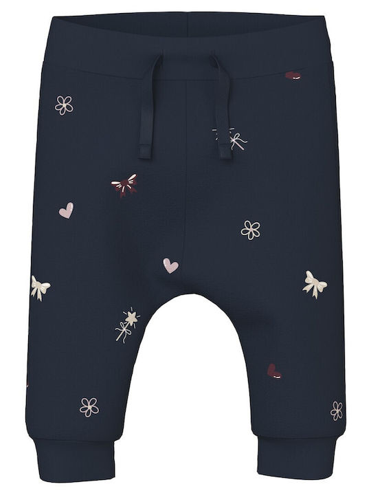 Name It Kids Sweatpants Blue Flowers and Hearts