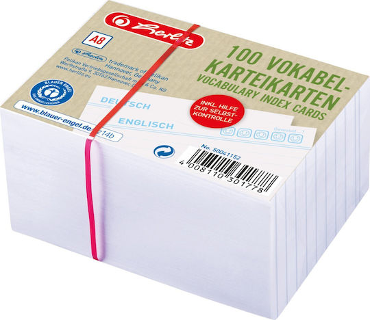 Herlitz Card Herlitz A8 Vocabulary Barcode White Bl.engel 100 Pieces