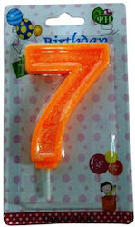 Neon Orange Glitter Candle Number 7