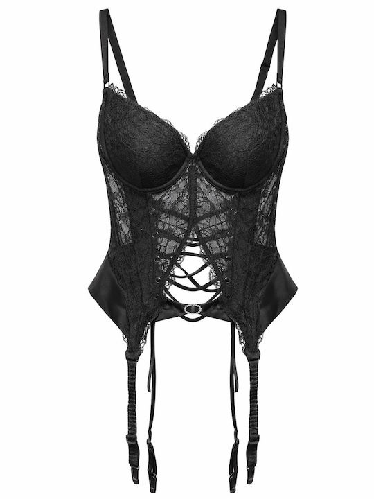 Luna Luxury Guepiere Sexy Bustieră Cu Jartiere Neagră Luna Luxury Guepiere Sexy Bustieră Cu Jartiere Neagră