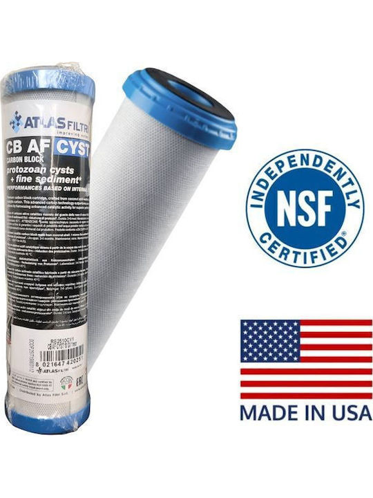 Atlas Filtri Countertop Water Filter Cartridge from Activated Carbon 10" Cb-af Cyst 10 Sx 1 μm