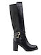 Women's Boots with High Heel & Elastic Black