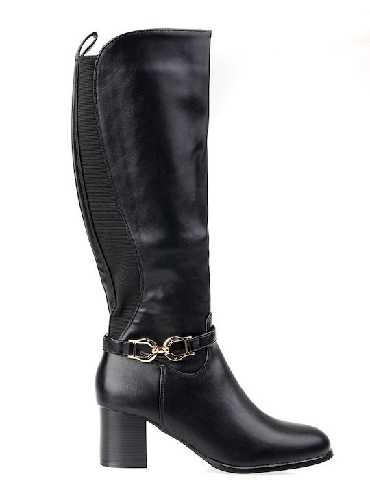 Women's Boots with Medium Heel & Elastic Black