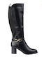Women's Boots with Medium Heel & Elastic Black