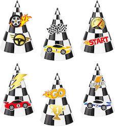 Καπελάκια Καρό Ασπρόμαυρα Race Cars 6τμχ