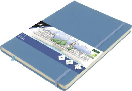 Sketchbook A4 Sky Blue 140gr 160 Pages Elastic Band Hard Cover Kangaro