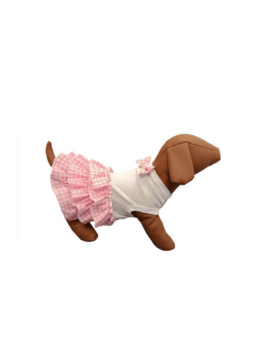 Dog Dress Woof Moda White Pink Checkered