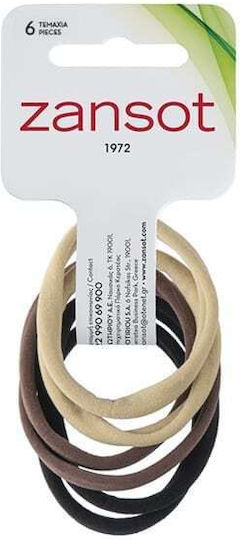 Zan Sot Set Hair Scrunchies 6 Pieces Beige - Brown - Black