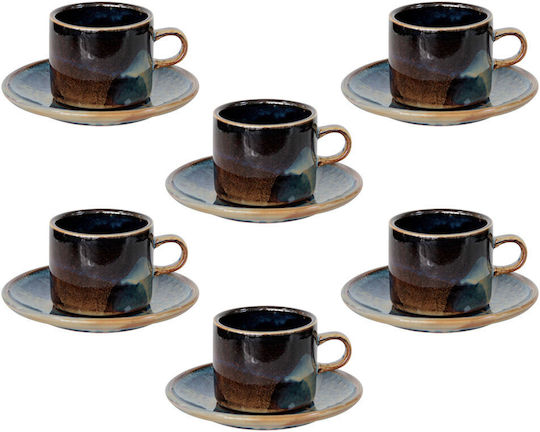 Raki Laguna Set Of Porcelain Tea Cups Multicolour 220ml 12 Pieces