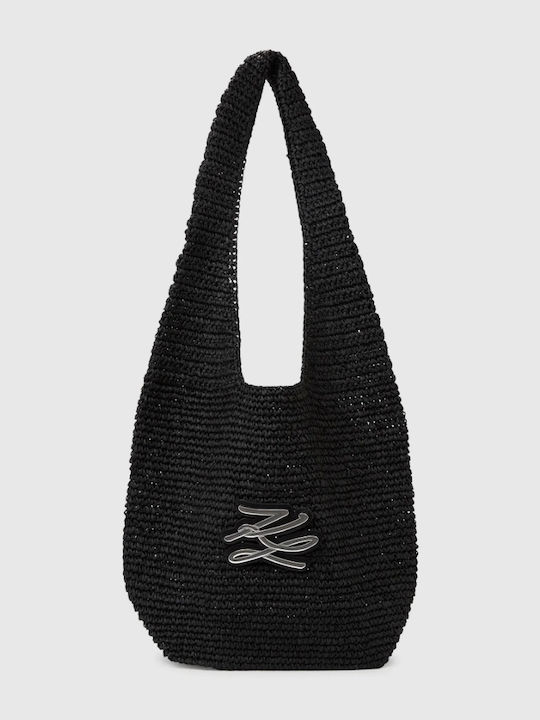 Karl Lagerfeld Straw Women's Shoulder Bag Black