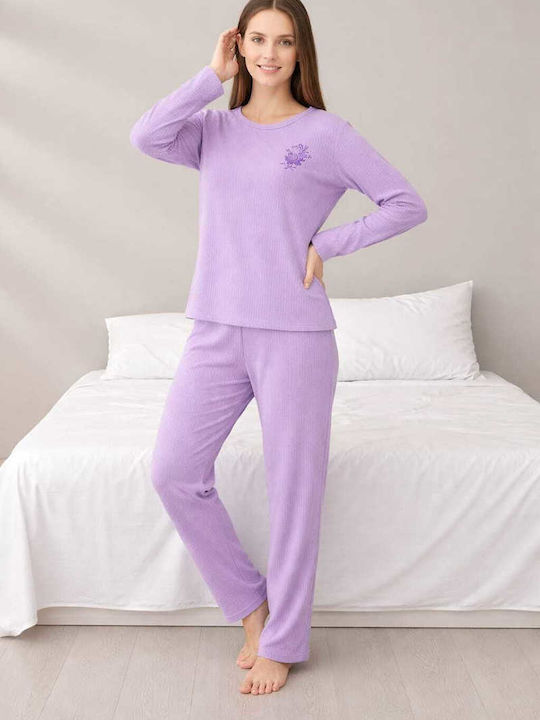 DNX Set De Pijamale Dama De Iarnă Lavandă DNX Set De Pijamale Dama De Iarnă Lavandă