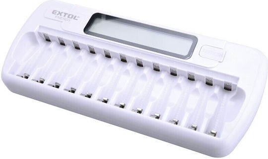 Extol Încărcător 12 Baterii Ni-MH Dimensiune AA/AAA Culoare Albă