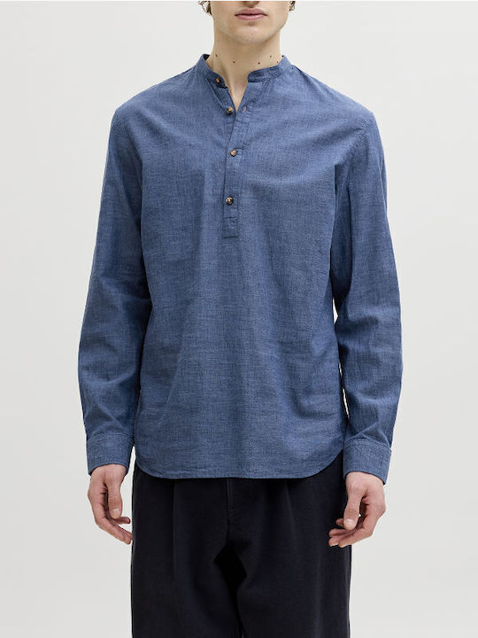 Jack & Jones Μακρυμάνικo Λινό Πουκάμισο Μπλε