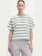 Tricou Damă Cu Dungi Verde