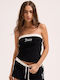 Women's Cotton Strapless Black Blouse