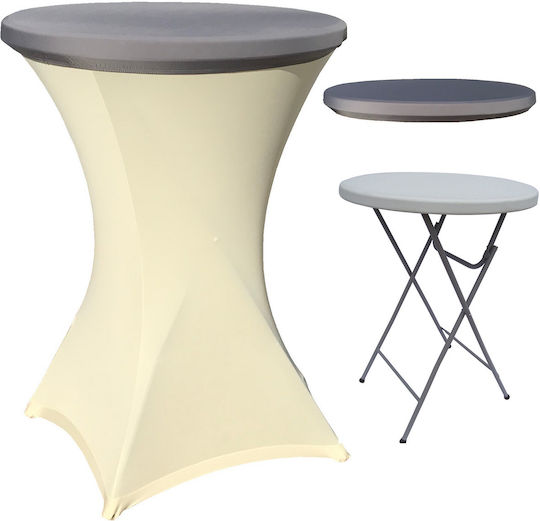 Plastic Catering Garden & Terrace Table for Small Spaces Foldable with Metal Frame Ivory 80x80x110cm