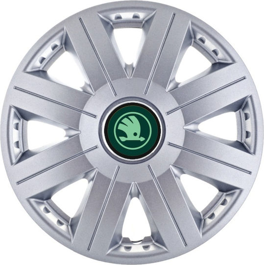 Set Capace De Roți Auto 14 Cu Compatibilitate Skoda 4 Bucăți Verzi