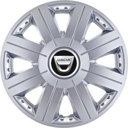 Set of 4 Car Hubcaps 14" with Dacia Brand Logo Gray