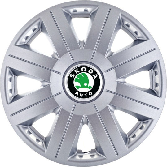 Set Capace De Roți Auto 14" Compatibilitate Skoda 4 Bucăți Gri