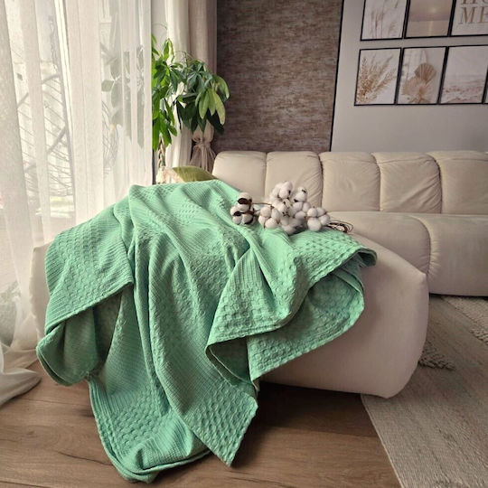 Kotonia Home Cuvertură Pat Dublu Bumbac Verde Fistic 220x240cm