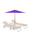 Șezlong Plastic Bej Set Cu Masă 2 Buc 188x56cm