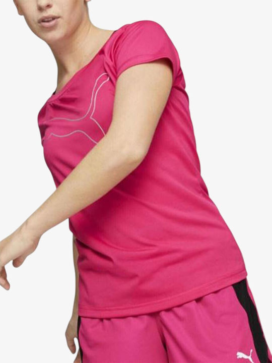 PUMA Cat Γυναικείο T-shirt Fast Drying Pink