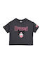 Kids Short-Sleeved Gray Blouse Kuromi Love