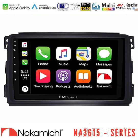 Nakamichi Car Audio System for Smart ForTwo 2007-2010 Bluetooth USB WiFi GPS Apple CarPlay Android Auto with 9" Touch Screen
