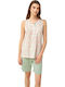 Vamp Vamp Sommer Damen Schlafanzug Set Baumwollene Mint Grau