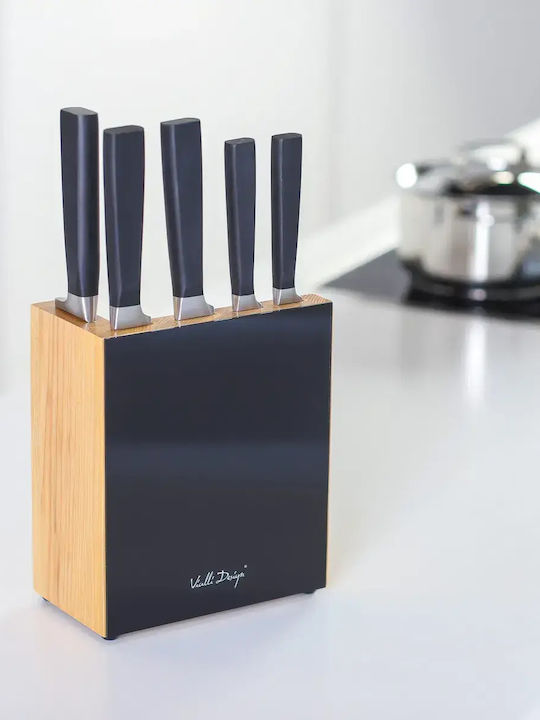 Vialli Design Fino Knife Set with Base Stainless Steel 5 Pieces