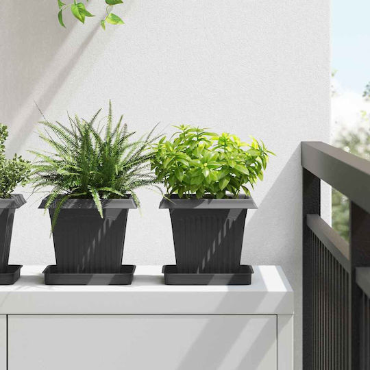 vidaXL Satz 24 Kunststoff Pflanzgefäße Schwarz