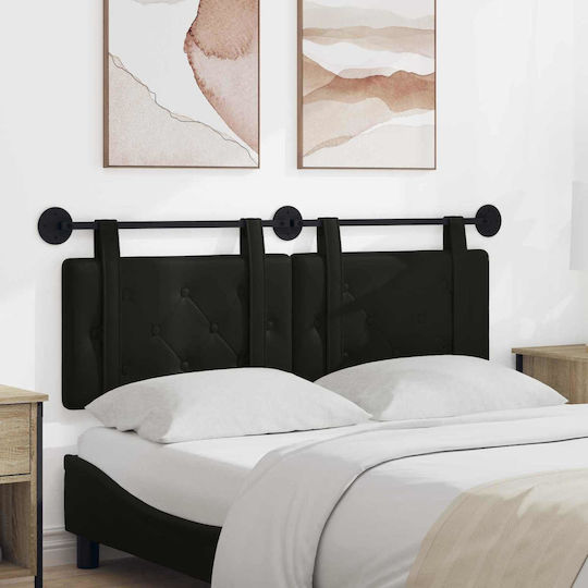 vidaXL Leather Bed Headboard Cushion Black 130x55cm