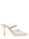 Damen Pantoletten mit Hoch Absatz in Gold Farbe
