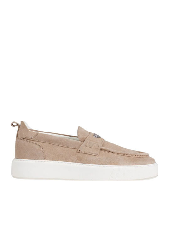 Antony Morato Suede Men's Loafers In Beige Colour