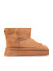 Suede Women's Ankle Boots with Fur Brown