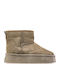 Suede Women's Ankle Boots with Fur Green