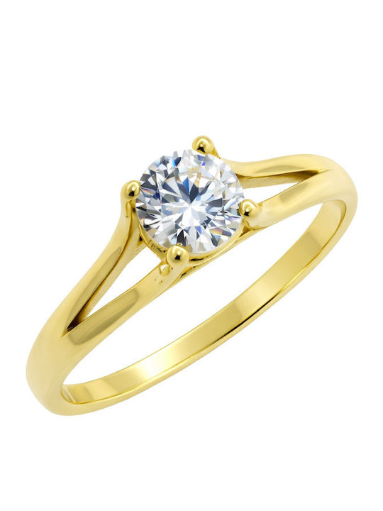 Single Stone Ring 9K Gold with Zircon