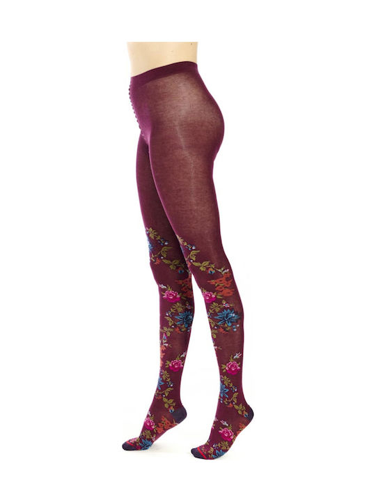 Women's Red Floral Pantyhose