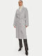 Μάλλινο Γυναικείο Παλτό Gray Oversized με Ζώνη