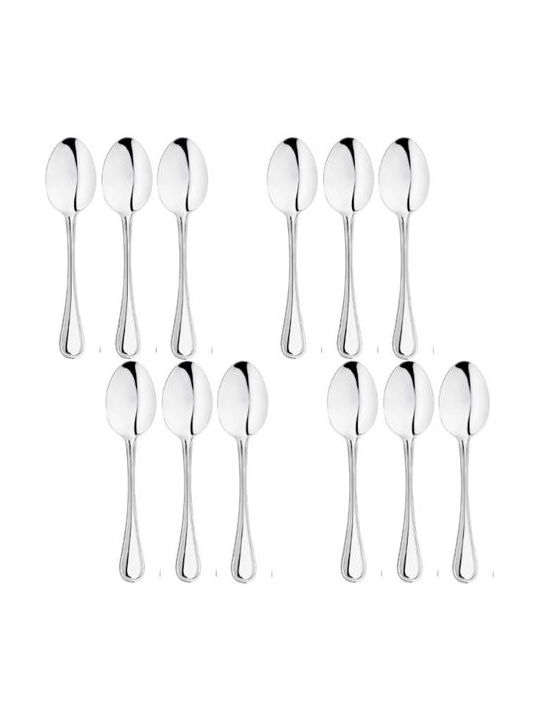Raki Set Of Silver Stainless Steel Spoons 12 Pieces