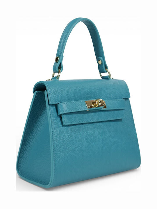 Leather Women's Tote Handbag Turquoise