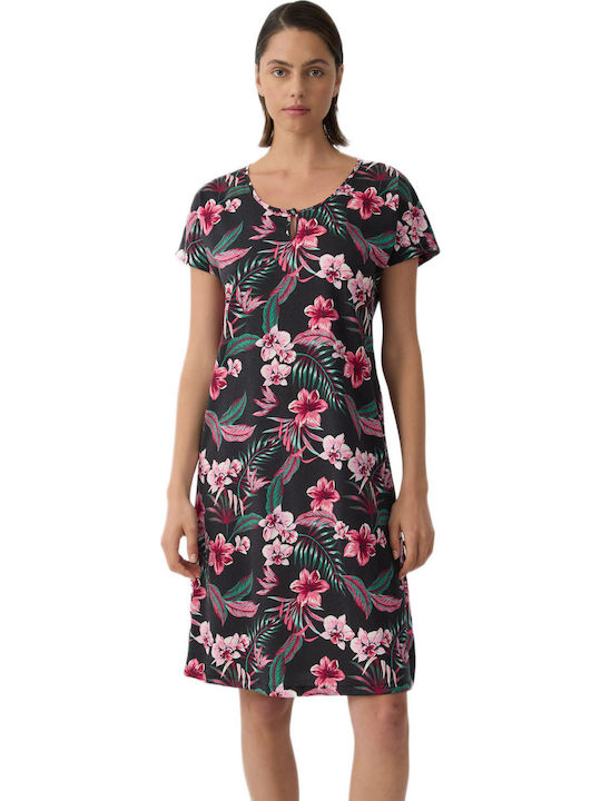 Minerva Summer Cotton Women's Nightgown Black