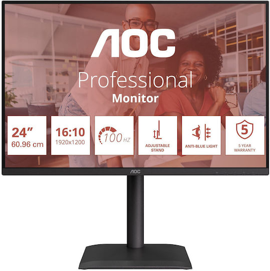 AOC 24E4U IPS HDR Monitor 24" FHD 1920x1200 with 4ms Response Time GTG