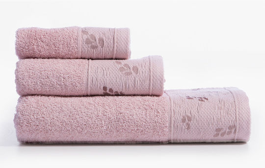 Nef-Nef Homeware Set of Bath Towels 3 pcs Sylia Pink Weight 500gsm