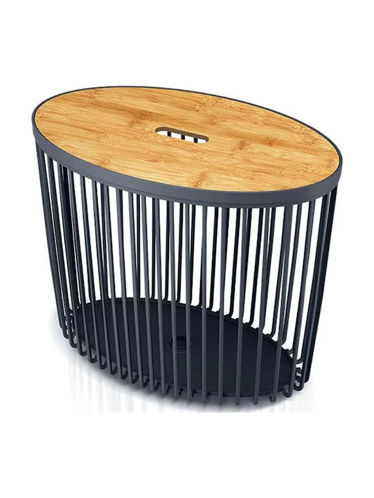 Iliadis Clubo Decorative Basket Wicker with Cap Black 35x35x45cm