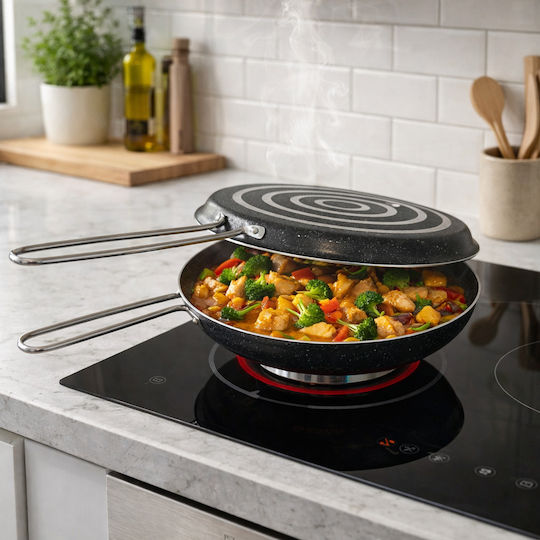 Double Fish Frying Pan Igiz Non-Stick Black Granite 32cm Double Fish Frying Pan Igiz Non-Stick Black Granite 32cm